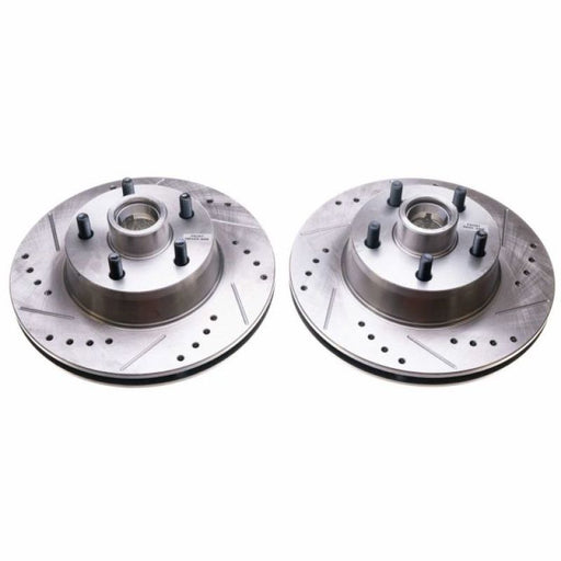 Power Stop 69-70 Ford Country Squire Front Evolution Drilled & Slotted Rotors - Pair PowerStop Brake Rotors - Slot & Drilled