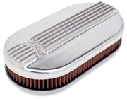 Edelbrock Air Cleaner Classic Series Oval Aluminum Top Cloth Element 17 5In X 9 35In X 3 9In Edelbrock Air Filters - Universal Fit