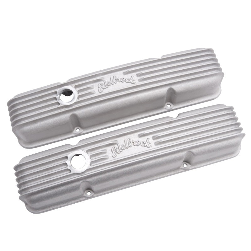 Edelbrock Valve Cover Classic Series Chevrolet 1959-1986 262-400 CI V8 w/ Breather Holes Satin Edelbrock Valve Covers