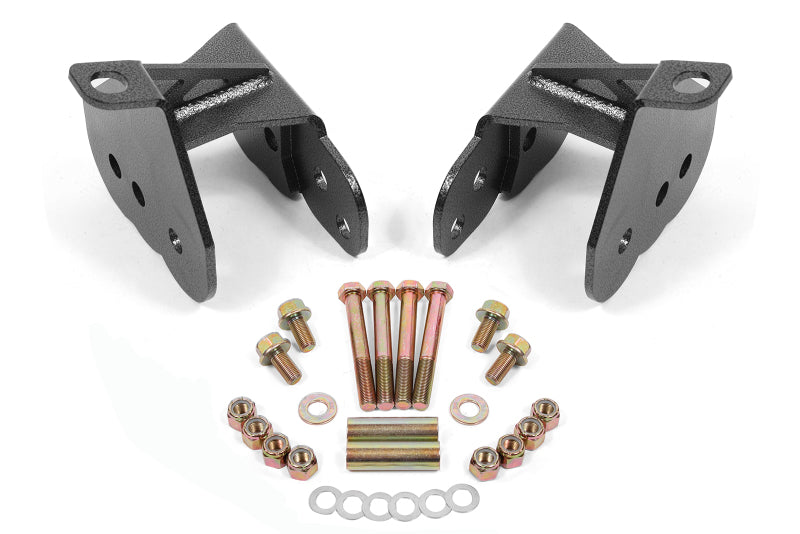 BMR 64-72 Chevy Chevelle Rear Control Arm Relocation Brackets - Black Hammertone BMR Suspension Suspension Arms & Components
