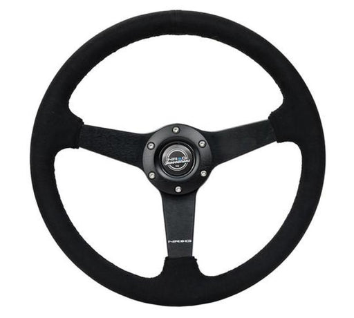 NRG Sport Steering Wheel (350mm/ 1.5in. Deep) Matte Black Spoke/ Black Alcantara w/ Black Stitching NRG Steering Wheels
