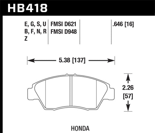 Hawk 13-14 Acura ILX 1.5L Hybrid Incl.Shims Pad Springs Front ER-1 Brake Pads Hawk Performance Brake Pads - Racing