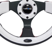 NRG Reinforced Steering Wheel (320mm) Blk w/White Trim & 4mm 3-Spoke NRG Steering Wheels