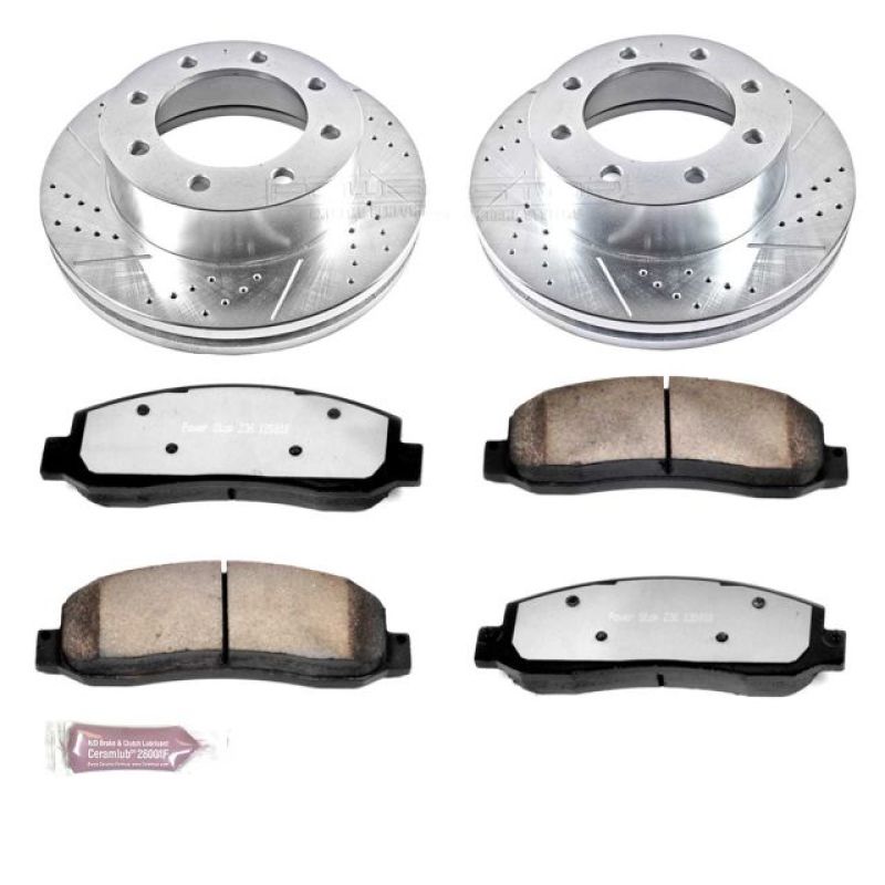 Power Stop 10-12 Ford F-450 Super Duty Front Z36 Truck & Tow Brake Kit PowerStop Brake Rotors - Slot & Drilled