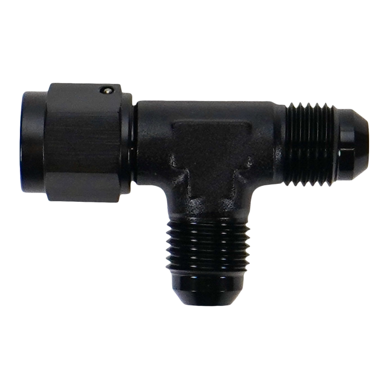 DeatschWerks 6AN Male Flare to Female Flare Swivel Tee on Straight DeatschWerks Fittings