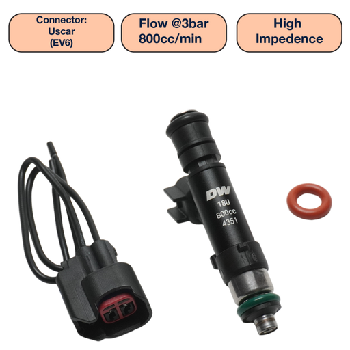 DeatschWerks Universal 800cc Single Fuel Injector / 60mm Length / 14mm O-Ring Seals DeatschWerks Fuel Injectors - Single