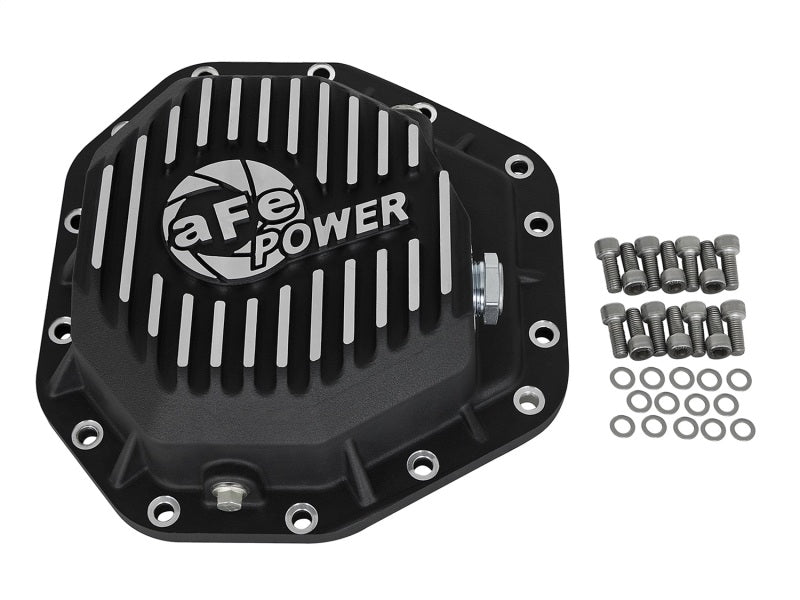 aFe Power Pro Ser Rear Diff Cover Black w/Mach Fins 2017 Ford Diesel Trucks V8-6.7L(td) Dana M275-14 aFe Diff Covers