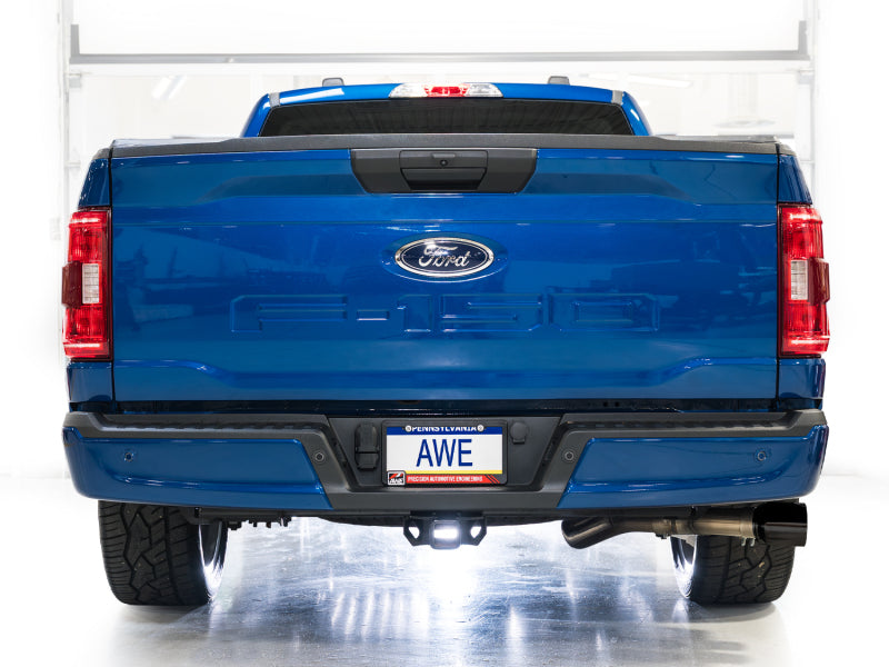 AWE 21-25 Ford F150 (14th Gen Reg Cab) Cat-Back Exhaust - 4.5in Dual Side Exit Diamond Black Tips AWE Tuning Catback