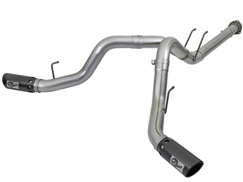 aFe Large Bore-HD 4in 409 Stainless Steel DPF-Back Exhaust w/Black Tip 2017 Ford Diesel V8 6.7L (td) aFe DPF Back