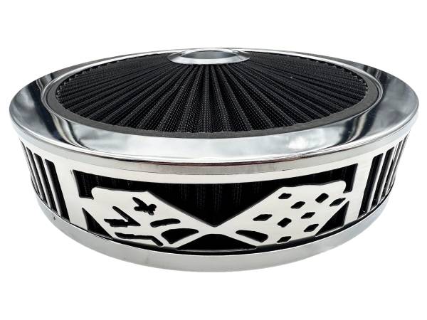 Blingz Beauty Bandz Black And Chrome Air Filter Assembly , Checkered Flag