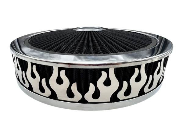 Blingz Beauty Bandz Black And Chrome Air Filter Assembly , Flames