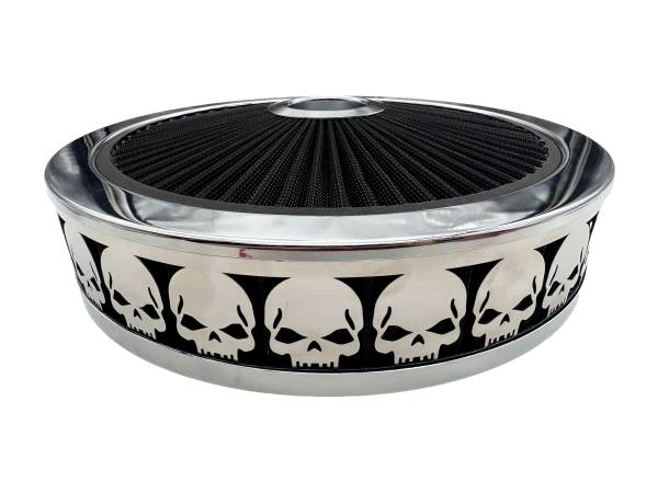 Blingz Beauty Bandz Black And Chrome Air Filter Assembly , Skullz