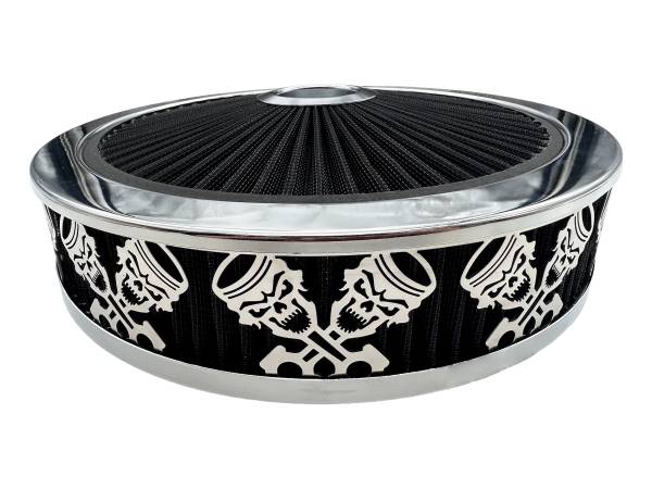 Blingz Beauty Bandz Black And Chrome Air Filter Assembly , Skullz and Rods GMS