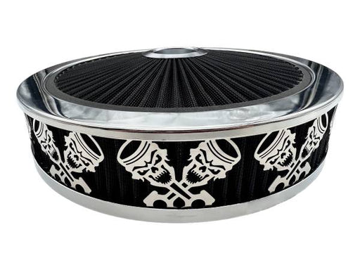 Blingz Beauty Bandz Black And Chrome Air Filter Assembly , Skullz and Rods GMS