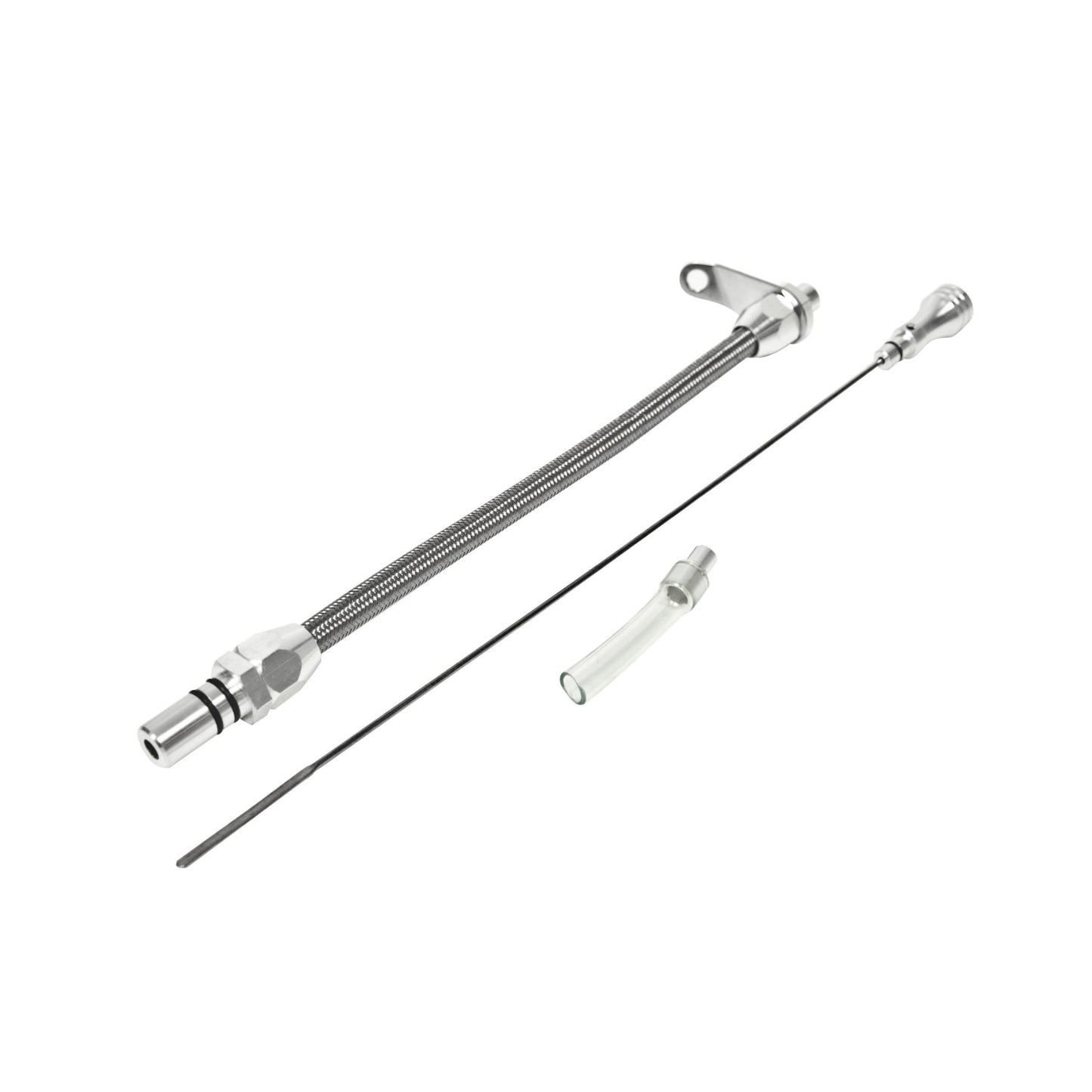 B&M Auto Transmission Dipstick & Tube - Billet Aluminum/Stainless Steel Braided B&M Autoparts