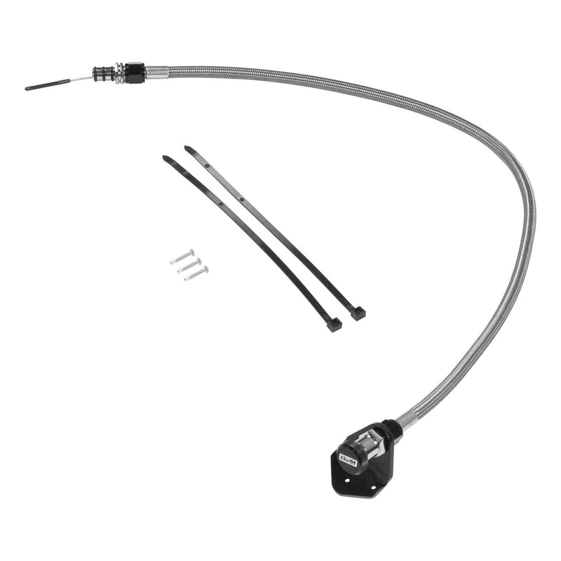 B&M Locking Auto Trans Dipstick & Tube - Billet Aluminum/Stainless Steel Braided B&M Autoparts
