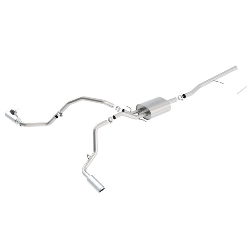 Borla 14 Silv/Sierra C/B Exh S-Type 1500 5.3L V8 AT/MT 2&4WD Ext Cab Split Side Exit 140545 BORLA EXHAUST