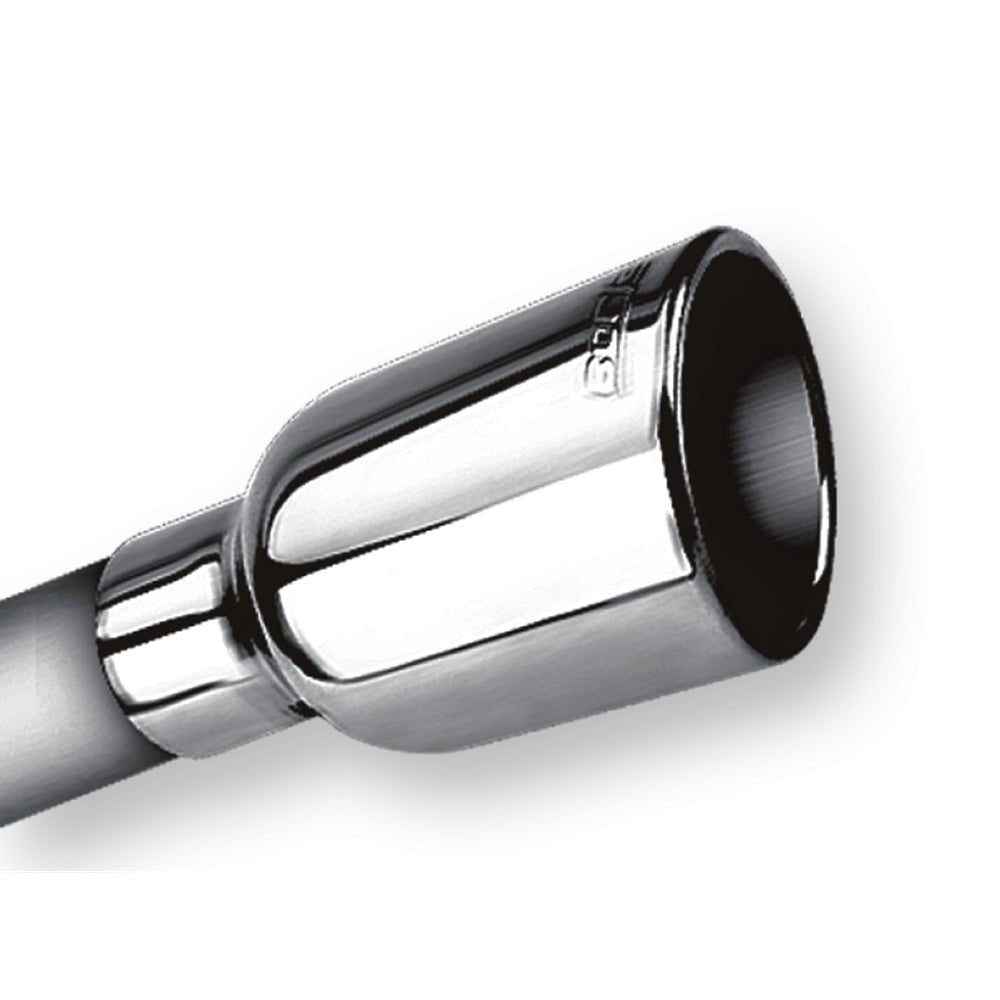 Borla 2.25in Inlet 3.19in Round Rolled Angle Cut Outlet x 5in Long Embossed Tip 20236 BORLA EXHAUST