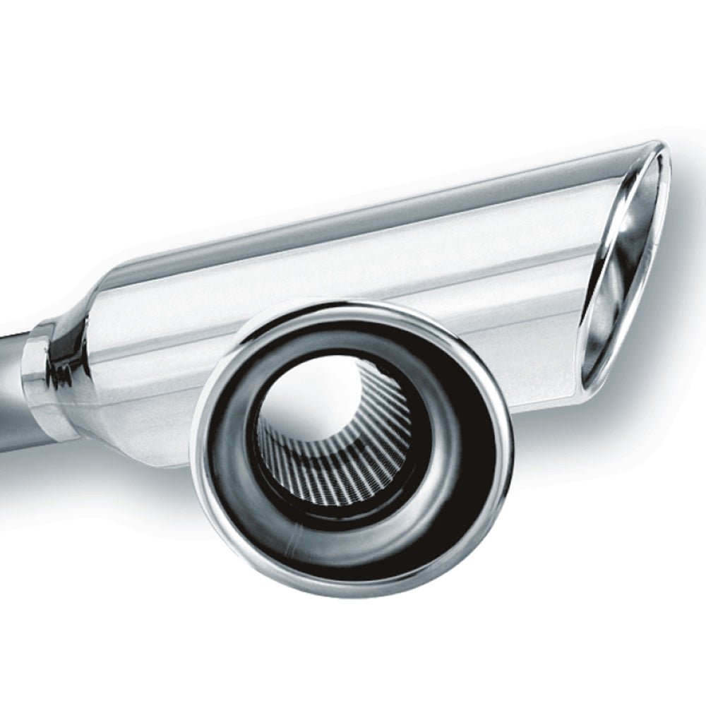Borla 2.25in Inlet 4in Round Rolled Angle Cut Resonated x 13in Long Exhaust Tip 20248 BORLA EXHAUST