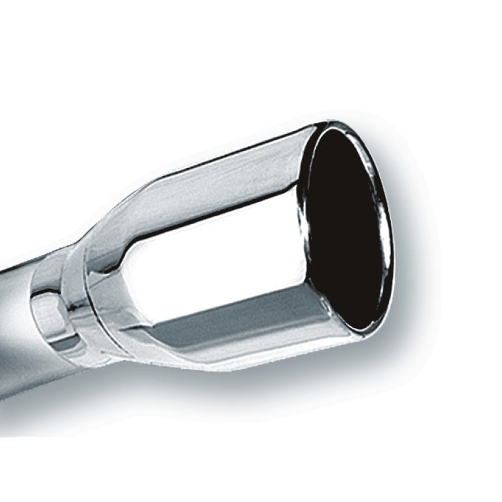 Borla 2.5in Inlet 4in Single Round Rolled Edge Outlet x 8in Long Weld On Exhaust Tip 20235 BORLA EXHAUST