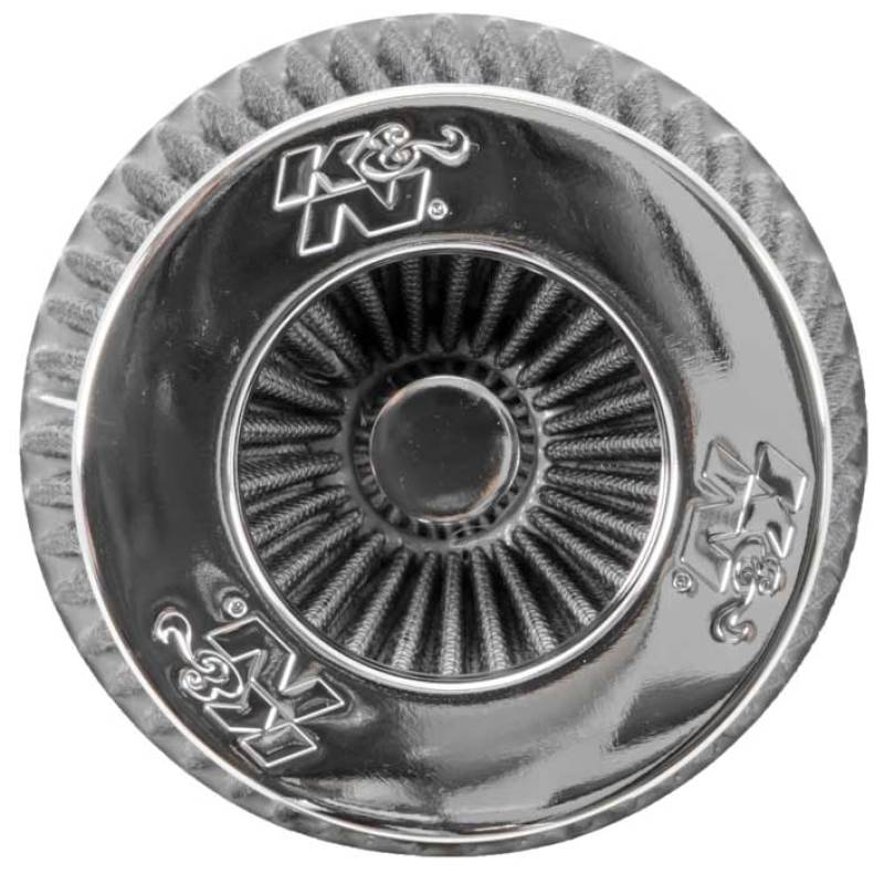 K&N Universal Filter Chrome Round Tapered White - 4in Flange ID x 1.125in Flange Length x 5.5in H K&N Engineering Air Filters - Universal Fit