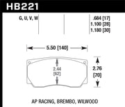 Hawk AP Racing/Wilwood DTC-70 Race Brake Pads Hawk Performance Brake Pads - Racing
