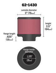 K&N 1.375in Flange ID x 3in OD x 2.5in H Rubber Base Crankcase Vent Filter K&N Engineering Air Filters - Universal Fit