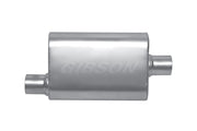 Gibson MWA Superflow Offset/Center Oval Muffler - 4x9x14in/2.25in Inlet/2.25in Outlet - Stainless Gibson Muffler
