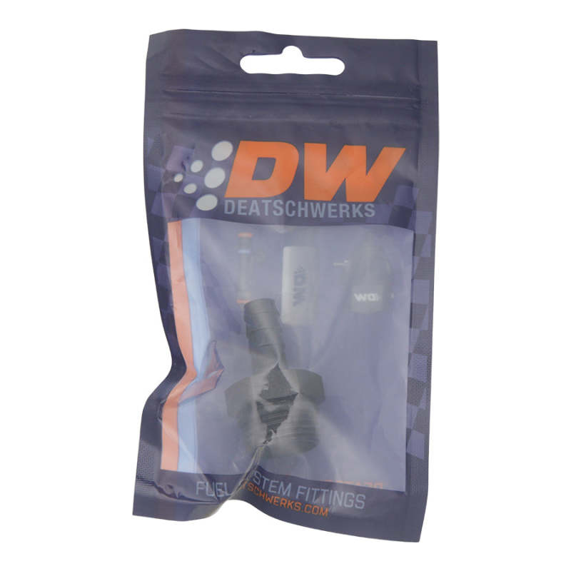 DeatschWerks 10AN ORB Male to 3/8in Male Triple Barb Fitting (Incl O-Ring) - Anodized Matte Black DeatschWerks Fittings