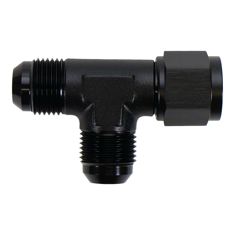 DeatschWerks 10AN Male Flare to Female Flare Swivel Tee on Straight DeatschWerks Fittings