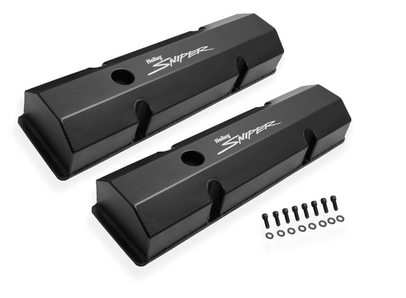 Sniper Valve Cover - Fabricated Aluminum - SBC - Perimeter Bolt - Flat - Black 890010B HOLLEY Autoparts