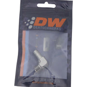 DeatschWerks Metric M12 to 3/8in Hose Barb 90-Degree Fitting w/ Venturi Port - Anodized DW Titanium DeatschWerks Fittings