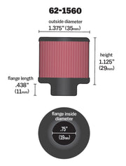 K&N 0.75 inch ID 1.375 inch OD 1.125 inch H Clamp On Crankcase Vent Filter K&N Engineering Air Filters - Universal Fit