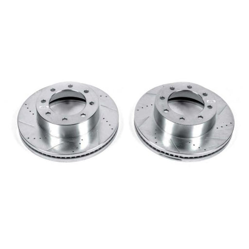 Power Stop 13-16 Ford F-450 Super Duty Front Drilled & Slotted Rotor - Pair PowerStop Brake Rotors - Slot & Drilled