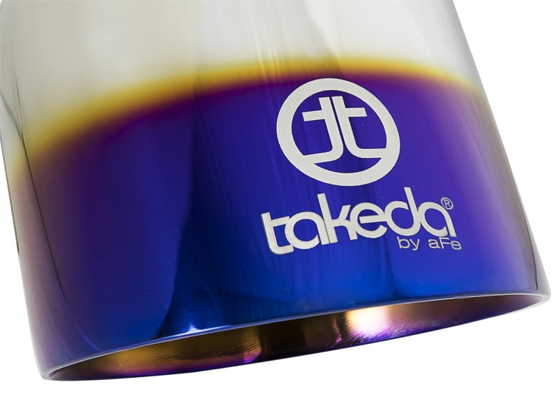 aFe Takeda 304 Stainless Steel Clamp-On Exhaust Tip 2.5in. Inlet / 4.5in. Outlet - Blue Flame aFe Tips
