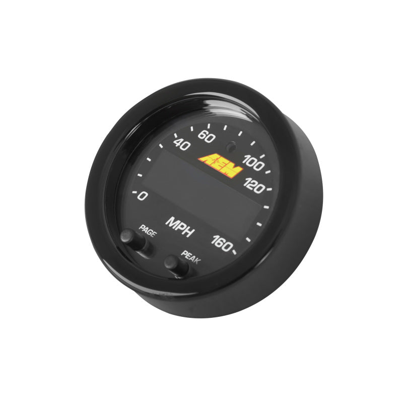 AEM X-Series 0-160 MPH Black Bezel w/ Black Face GPS Speedometer Gauge AEM Gauges