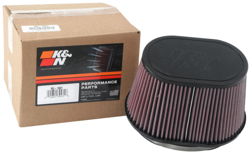 K&N Universal Rubber Filter 6.25in x 4in Oval FLG / 7.375in x 5.5in Base / 6.25in x 4in Top / 5in H K&N Engineering Air Filters - Universal Fit
