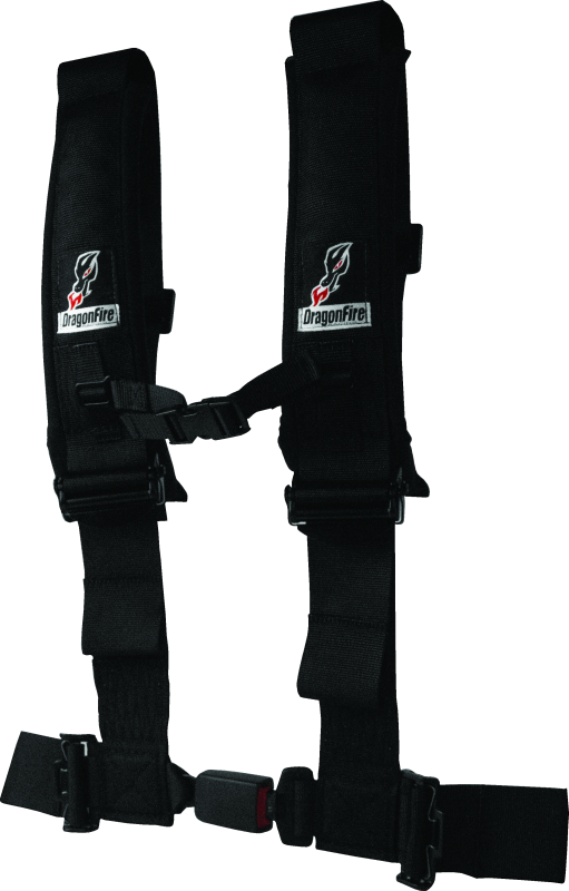 DragonFire Racing Harness H-Style- 4-Point- EZ-Adjust- 3in Buckle- Black DragonFire Racing Seat Belts & Harnesses