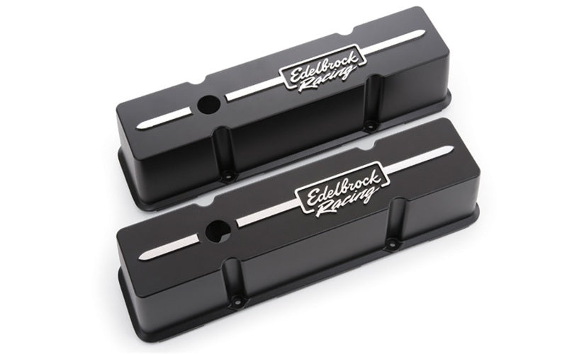 Edelbrock Valve Cover Racing Series Chevrolet 1959-1986 262-400 CI V8 Tall Black Edelbrock Valve Covers