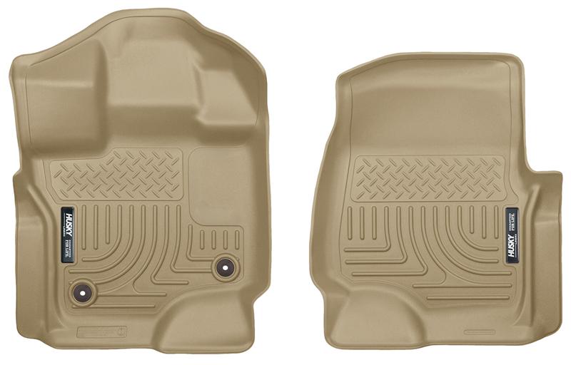 Husky Liners 15-23 Ford F-150 Super/Super Crew Cab WeatherBeater Tan Front Floor Liners Husky Liners Floor Mats - Rubber