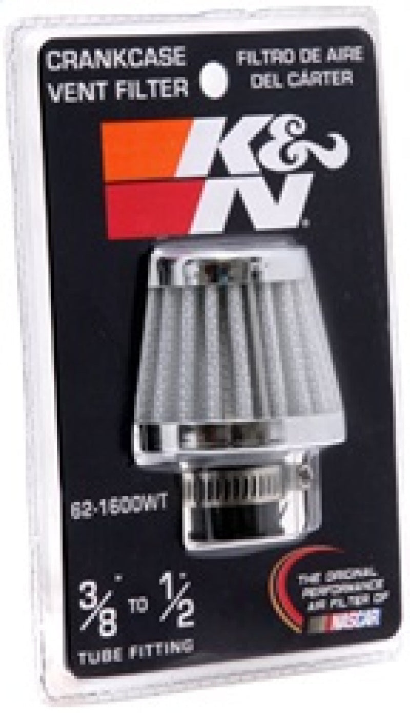 K&N 2in Base OD x .375in Flange ID x 1.75in H Rubber Base Crankcase Vent Filter - White K&N Engineering Air Filters - Universal Fit