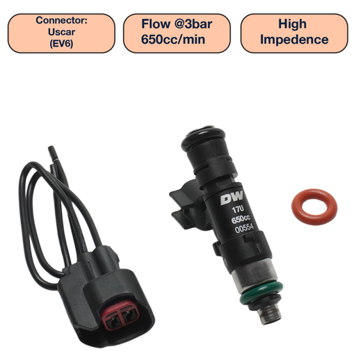 DeatschWerks Universal 650cc Single Fuel Injector / 48mm Length / 14mm O-Ring Seals DeatschWerks Fuel Injectors - Single