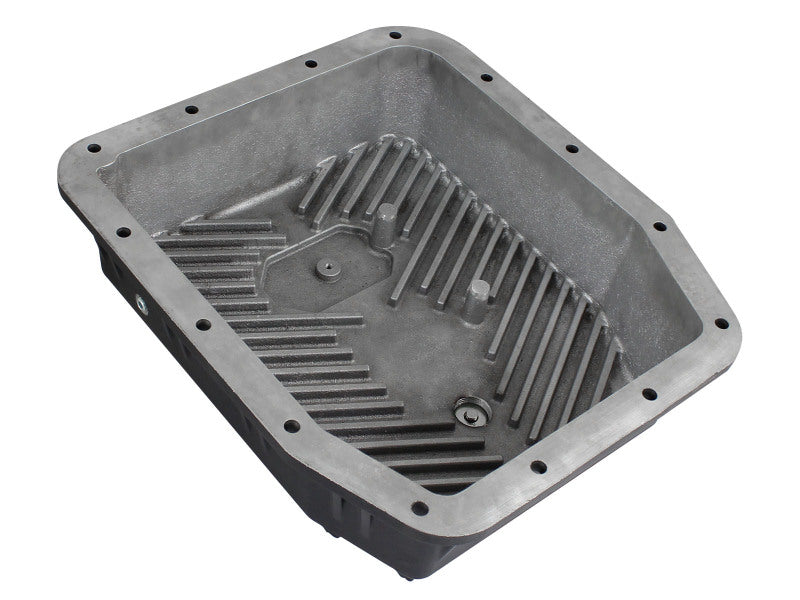 aFe POWER Transmission Pan Ford Trucks 80-92 (AOD Transmission)- Black w/ Machined Fins aFe Diff Covers