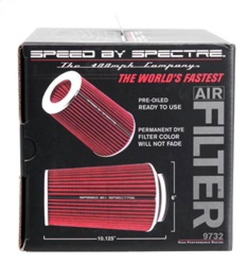 Spectre Adjustable Conical Air Filter 9-1/2in. Tall (Fits 3in. / 3-1/2in. / 4in. Tubes) - Red Spectre Air Filters - Universal Fit