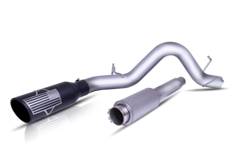 Gibson 20-21 Ford F250/F350 SD Crew Cab (Long Bed) 7.3L Cat-Back Exhaust - Patriot Flag Series Gibson Catback