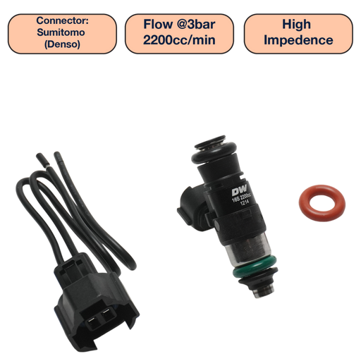 DeatschWerks Universal 2200cc Single Fuel Injector / 34mm Length / 14mm O-Ring Seals DeatschWerks Fuel Injectors - Single