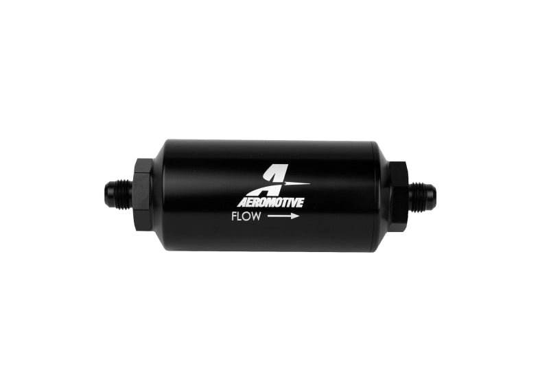 Aeromotive In-Line Filter - (AN-6 Male) 10 Micron Microglass Element Bright Dip Black Finish Aeromotive Fuel Filters