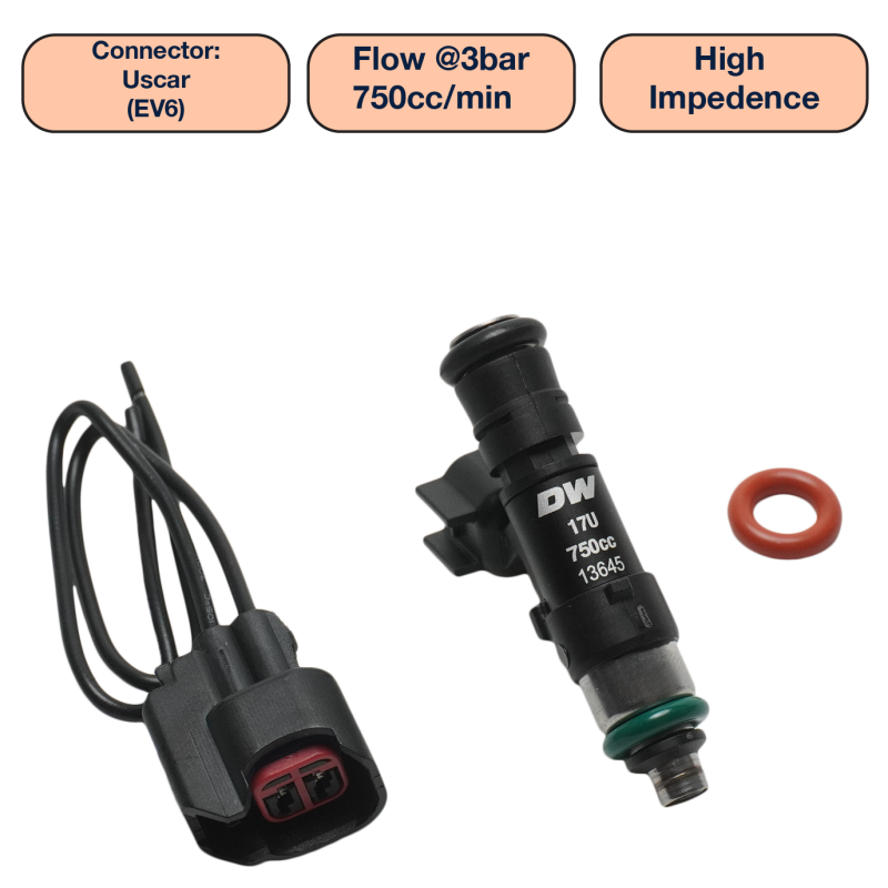 DeatschWerks Universal 750cc Single Fuel Injector / 48mm Length / 14mm O-Ring Seals DeatschWerks Fuel Injectors - Single