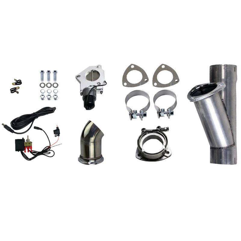 Granatelli 2.5in Aluminized Mild Steel Electronic Exhaust Cutout System w/Slip Fit & Band Clamps Granatelli Motor Sports Exhaust Cutouts