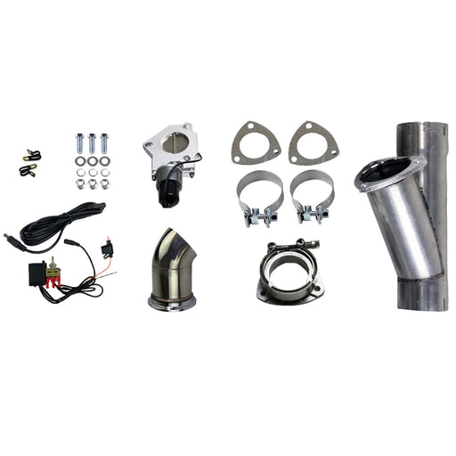 Granatelli 2.5in Aluminized Mild Steel Electronic Exhaust Cutout System w/Slip Fit & Band Clamps Granatelli Motor Sports Exhaust Cutouts